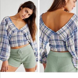 Free People Marlena Plaid Top